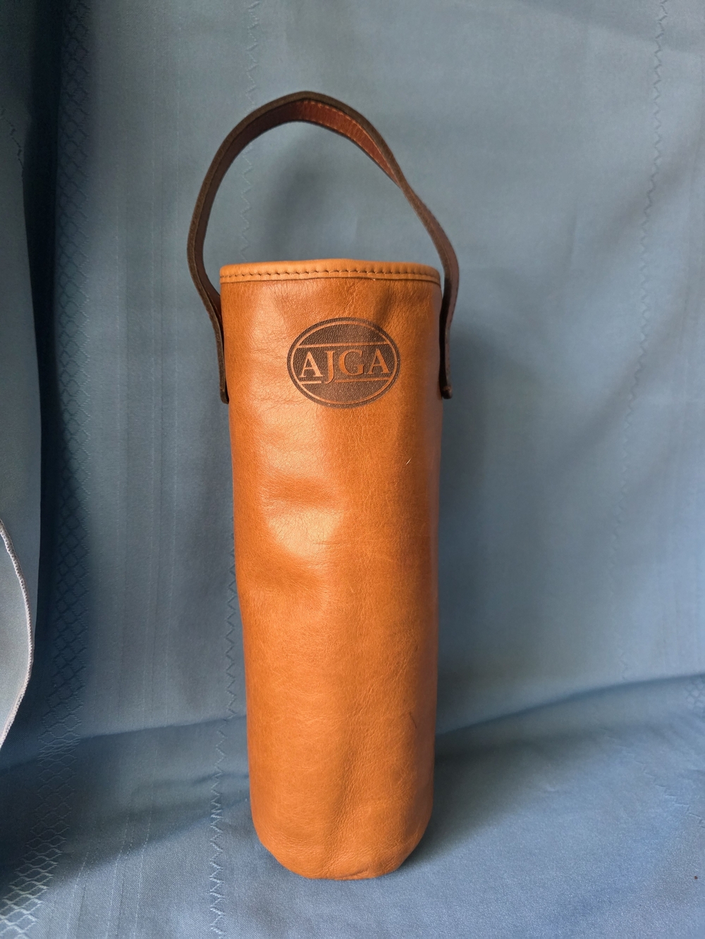 William & James Leather Co Tan Leather Wine Bottle Carrier